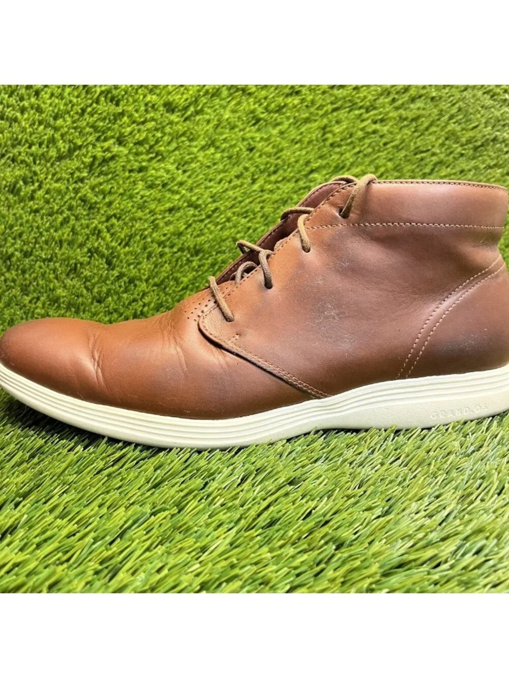 Cole Haan Grand.OS Mens Size 11 Brown White Classic Outdoor Lace Up Chukka Boots